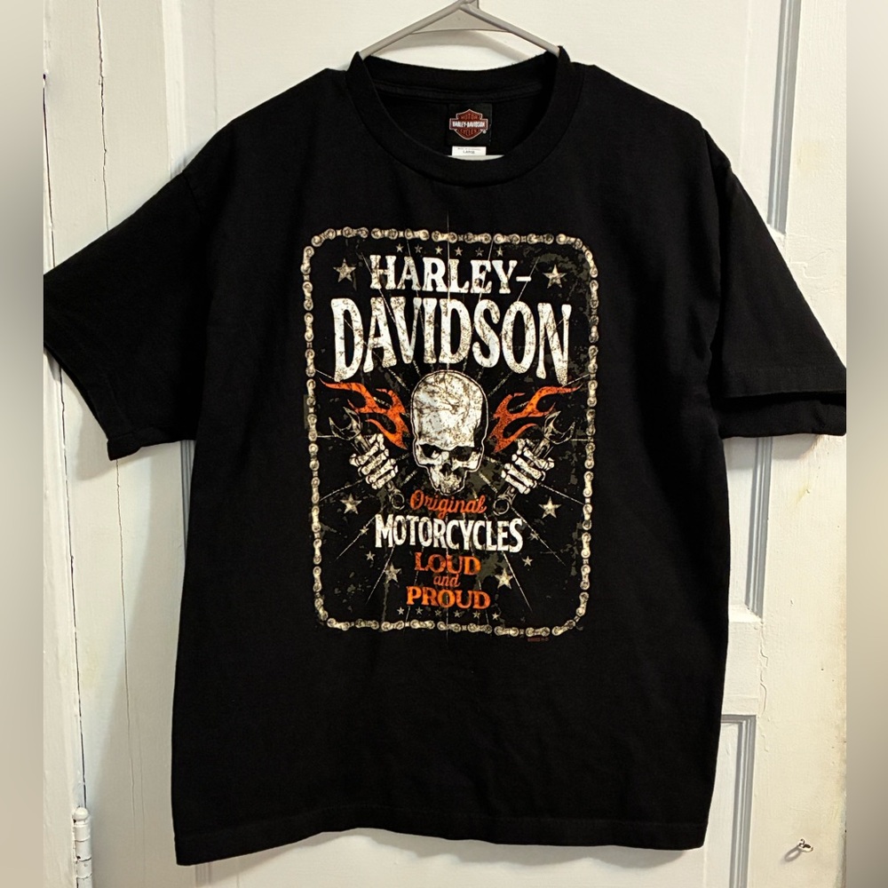 Harley-Davidson Black and Orange Skull Tee
